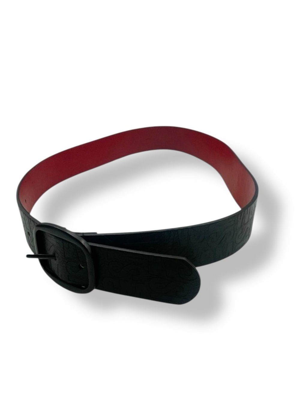 Steve Madden Women Belt Logo Buckle Reversible Black Red Sz S 37.5"